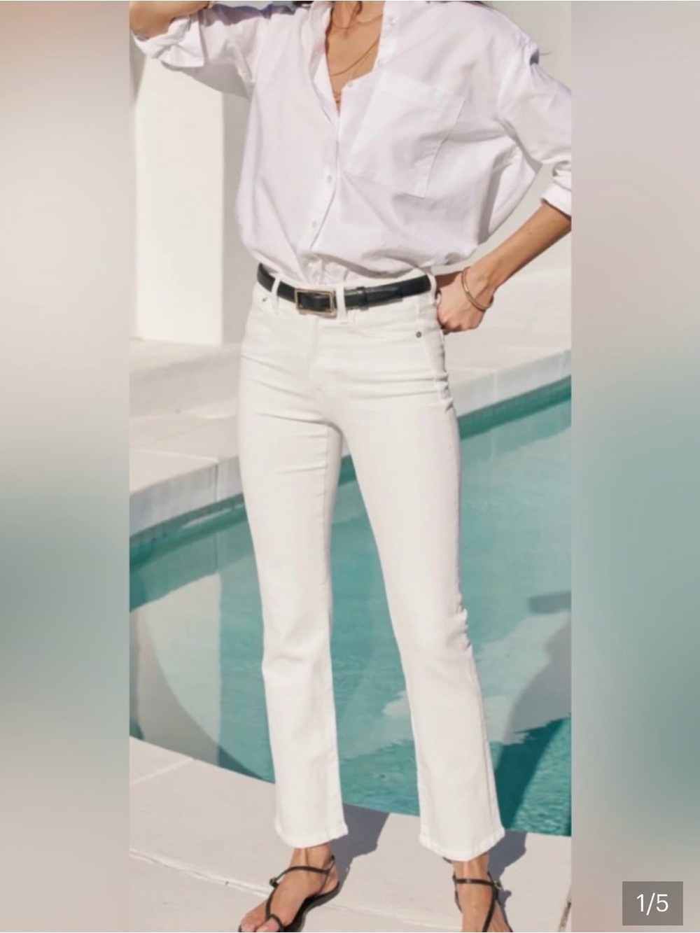 AYR White Cropped Straight-Leg Jeans